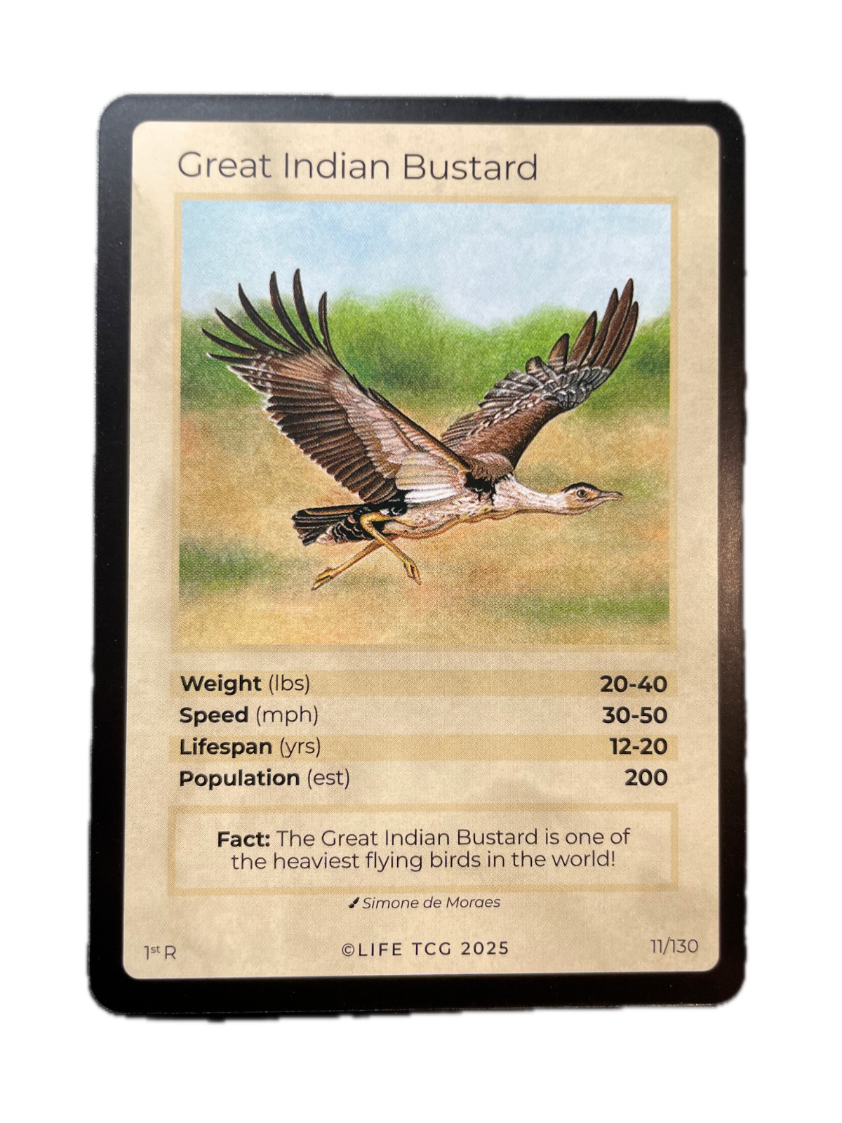 LIFE TCG Birds 1st Edition - Choose Your Card - Holos, Full Arts, Rares (Rare, 11R - Great Indian Bustard 11/130)