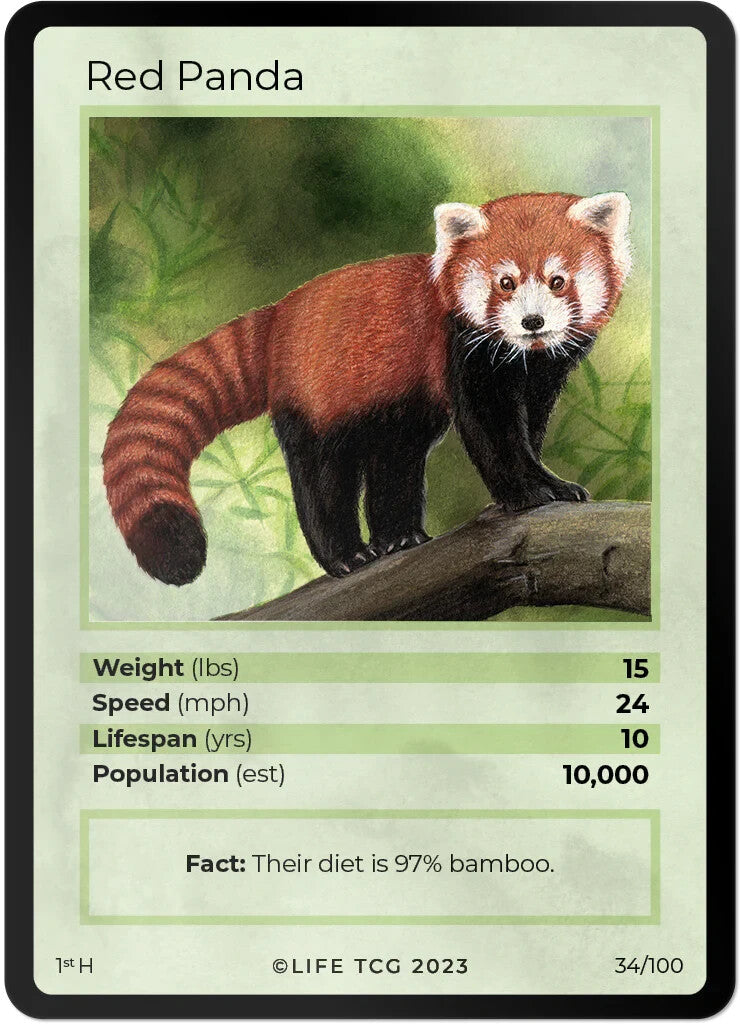 LIFE TCG Mammals 1st Edition - Choose Your Card - Holos #26-53 & Rares #1-25 (Red Panda 34/100 - Holo)