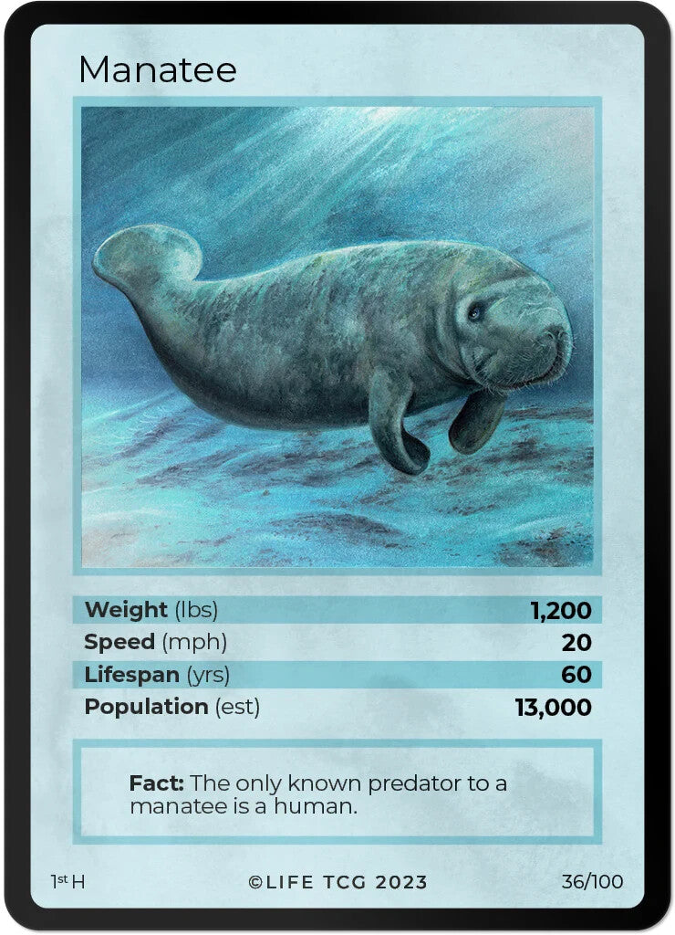 LIFE TCG Mammals 1st Edition - Choose Your Card - Holos #26-53 & Rares #1-25 (Manatee 36/100 - Holo)