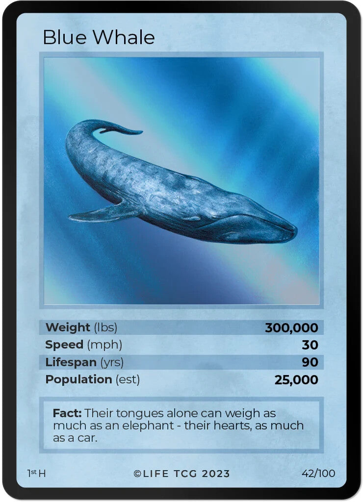 LIFE TCG Mammals 1st Edition - Choose Your Card - Holos #26-53 & Rares #1-25 (Blue Whale 42/100 - Holo)