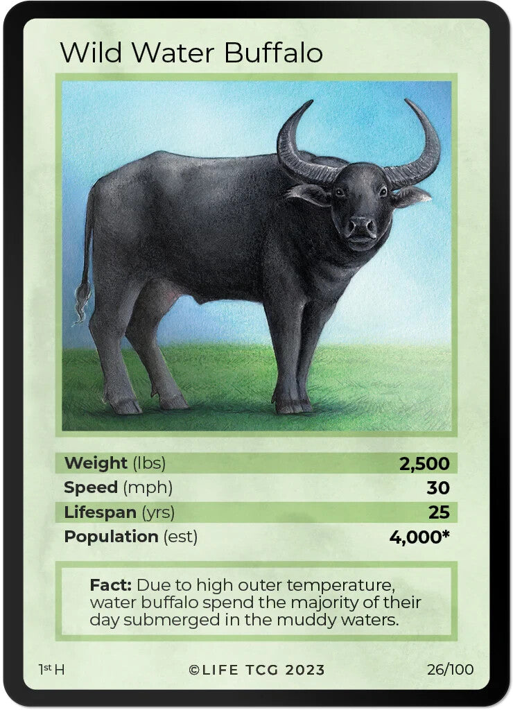 LIFE TCG Mammals 1st Edition - Choose Your Card - Holos #26-53 & Rares #1-25 (Wild Water Buffalo 26/100 - Holo)