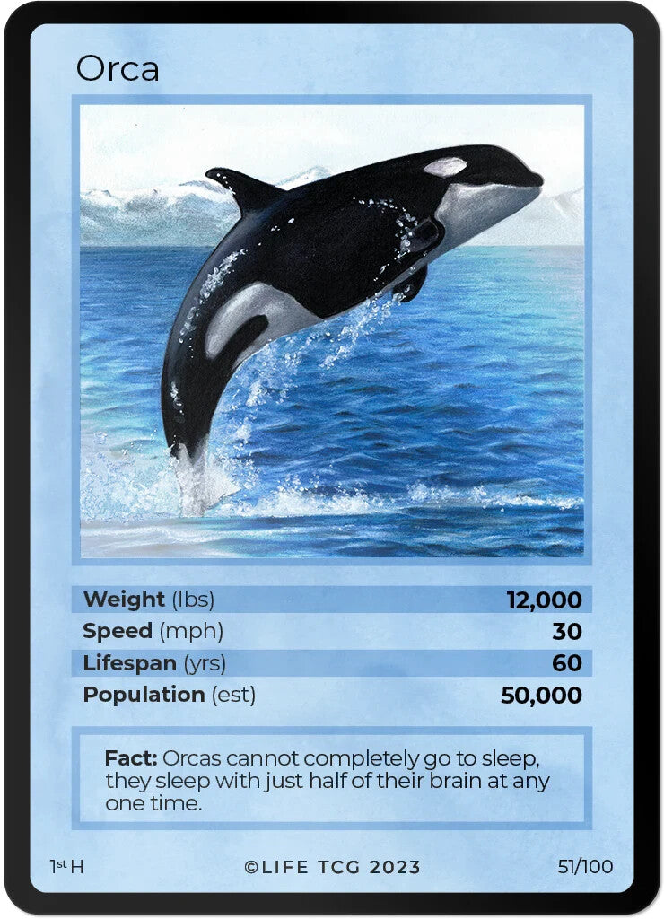 LIFE TCG Mammals 1st Edition - Choose Your Card - Holos #26-53 & Rares #1-25 (Orca 51/100 - Holo)