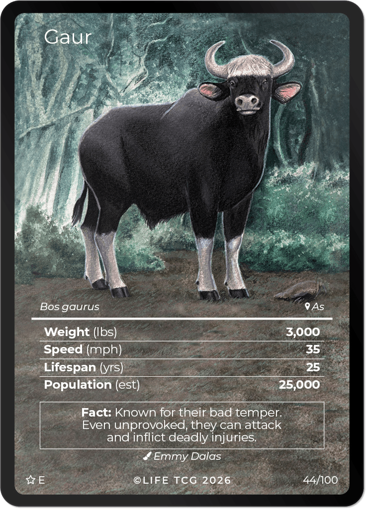 LIFE TCG Mammals Special Edition - Choose Your Card - Holos, Rares, Extended Arts, Full Arts (Extended Art, 44E - Gaur 44/100)