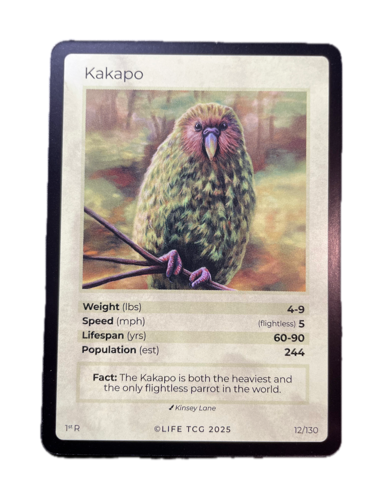LIFE TCG Birds 1st Edition - Choose Your Card - Holos, Full Arts, Rares (Rare, 12R - Kakapo 12/130)