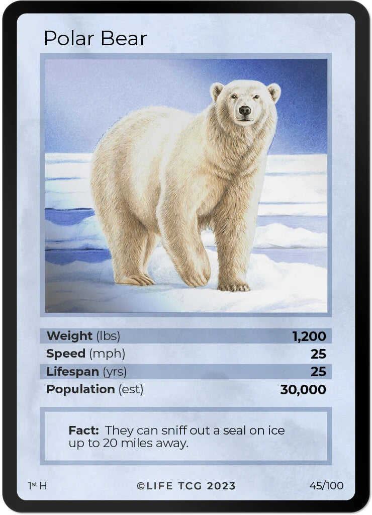 LIFE TCG Mammals 1st Edition - Choose Your Card - Holos #26-53 & Rares #1-25 (Polar Bear 45/100 - Holo)