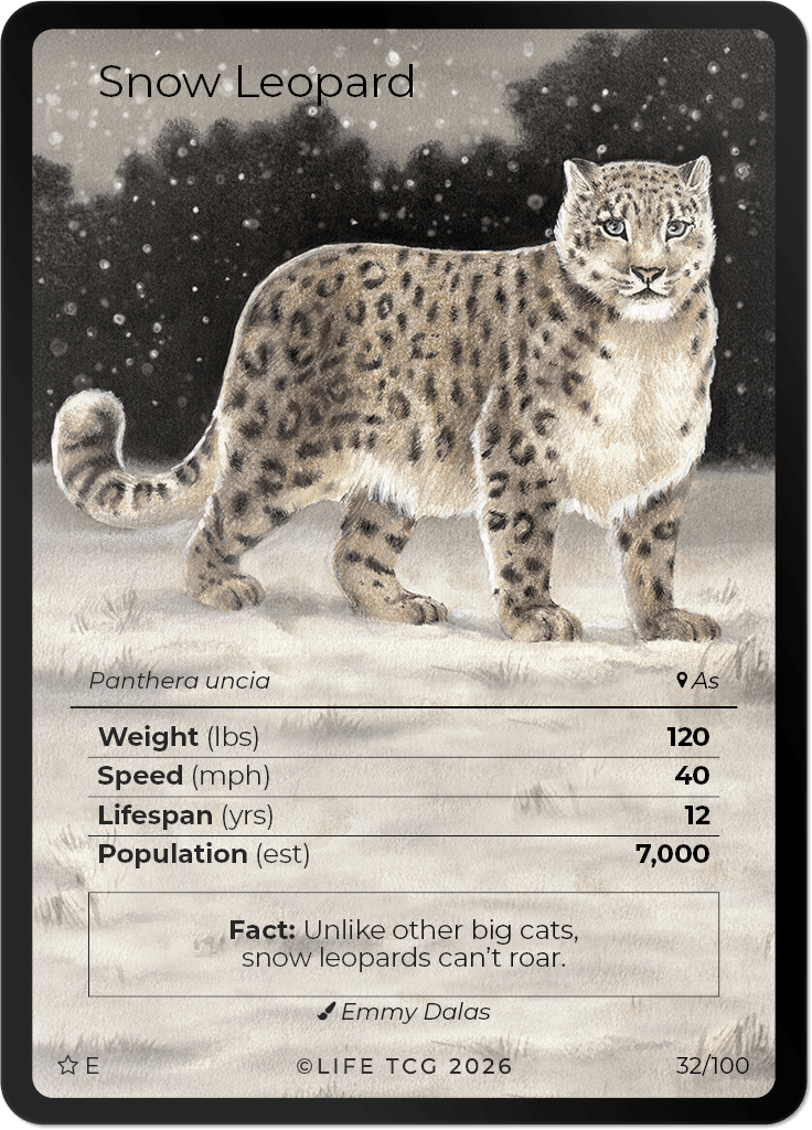 LIFE TCG Mammals Special Edition - Choose Your Card - Holos, Rares, Extended Arts, Full Arts (Extended Art, 32E - Snow Leopard 32/100)