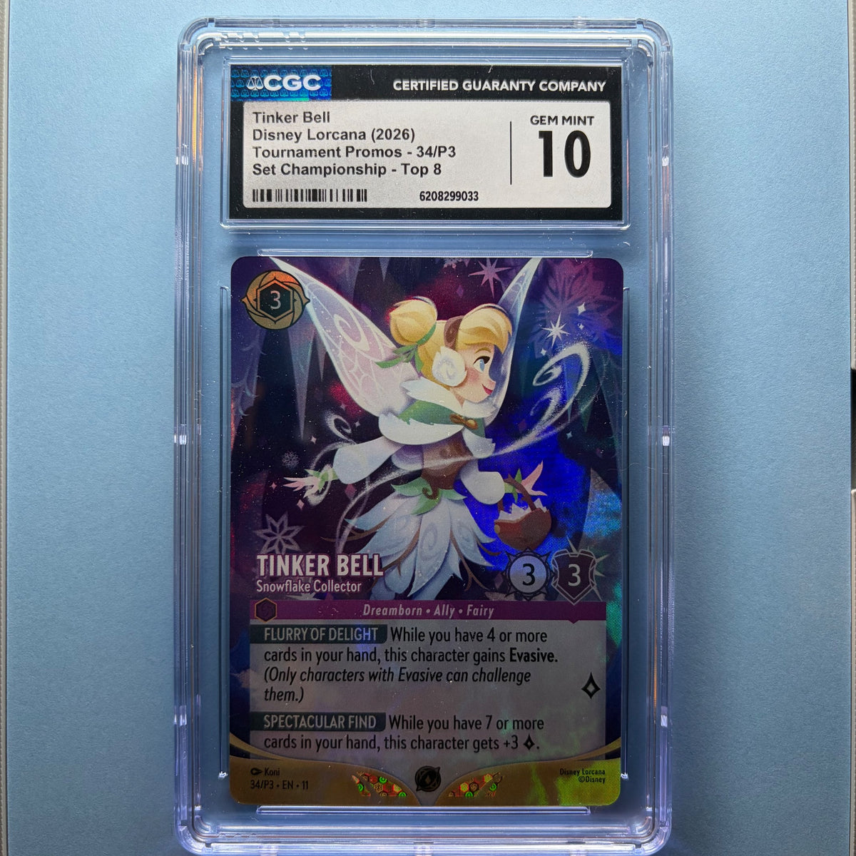 Tinker Bell #34/P3 - CGC 10 GEM MINT | Tournament Promos | Lorcana (front)