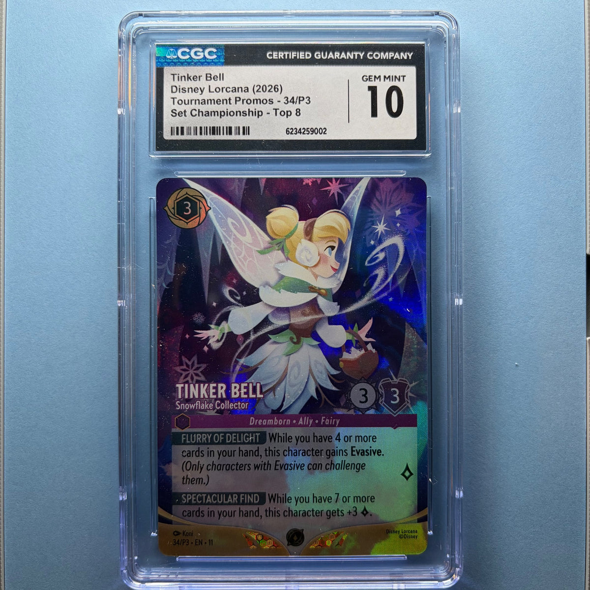 Tinker Bell #34/P3 - CGC 10 GEM MINT | Tournament Promos | Lorcana (front)