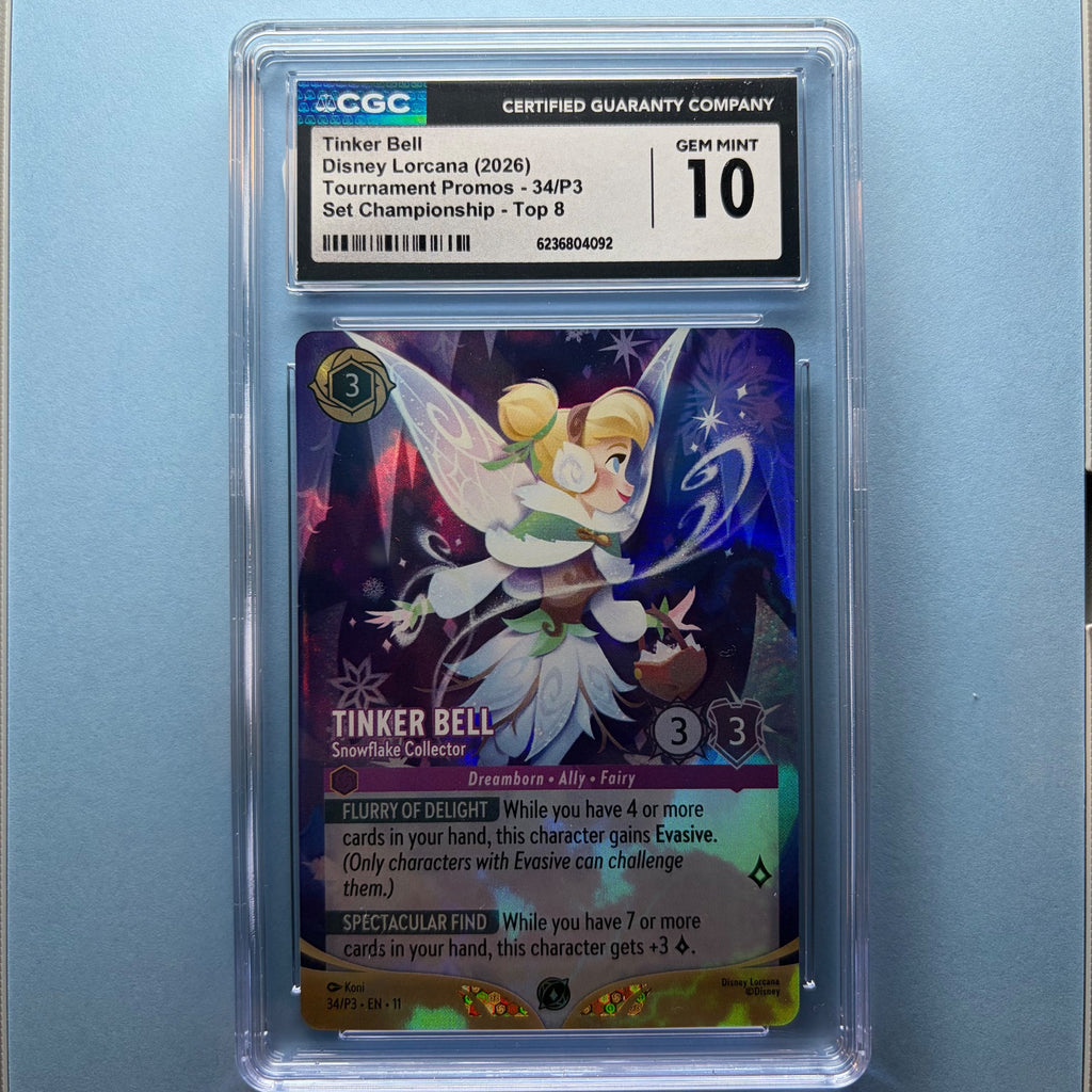 Tinker Bell #34/P3 - CGC 10 GEM MINT | Tournament Promos | Lorcana (front)