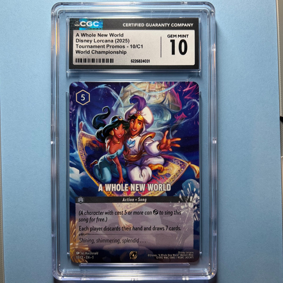 A Whole New World #10/C1 - CGC 10 GEM MINT | Tournament Promos | Lorcana (front)