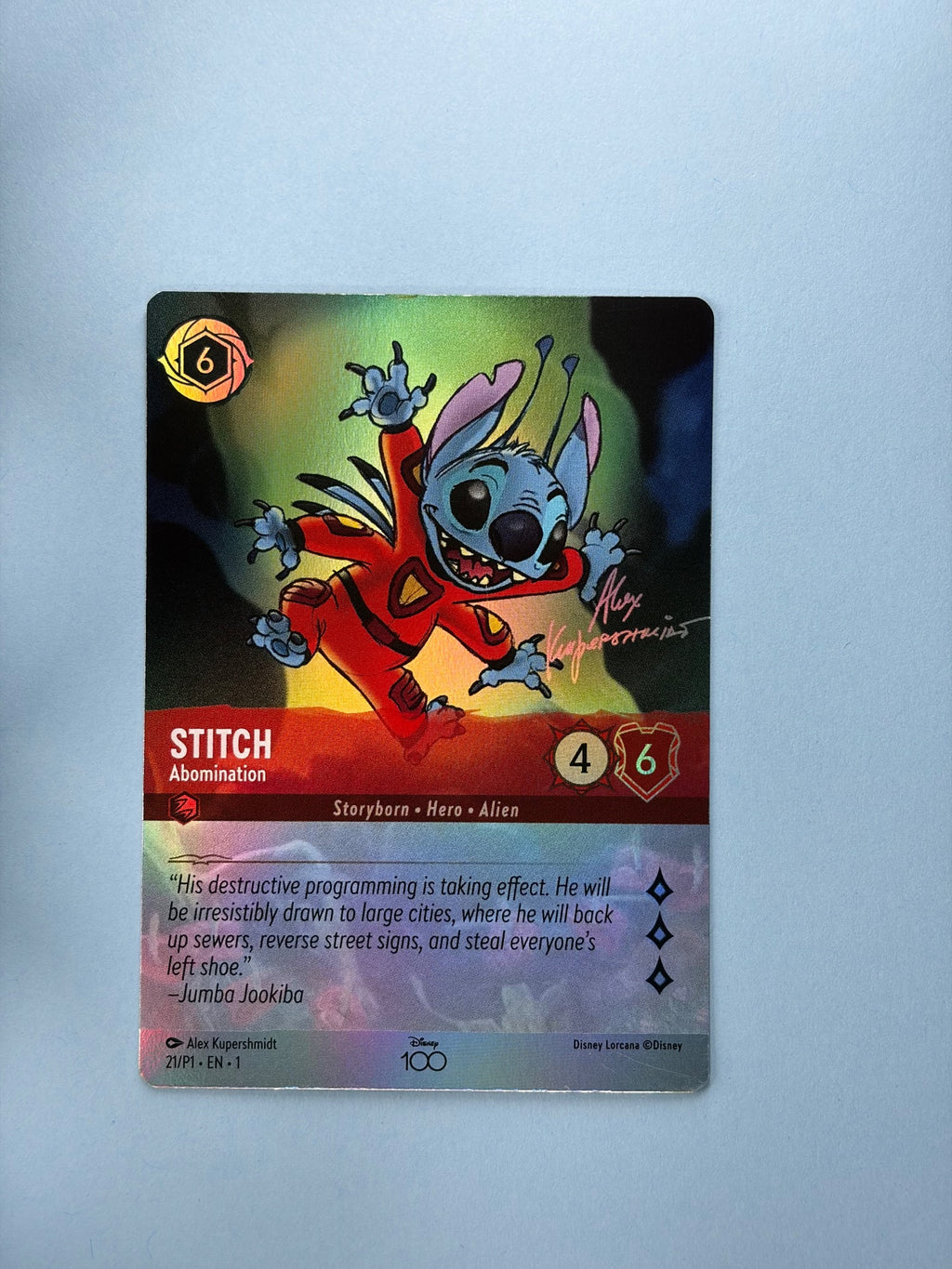 Stitch - Abomination #21/P1 | Promo Set 1 Disney100 | Lorcana (front)